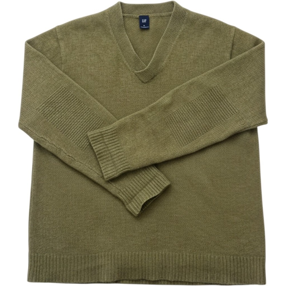 VTG Gap 2005 Sweater XL Olive Lambswool Angora Blend Elbow Patch classic